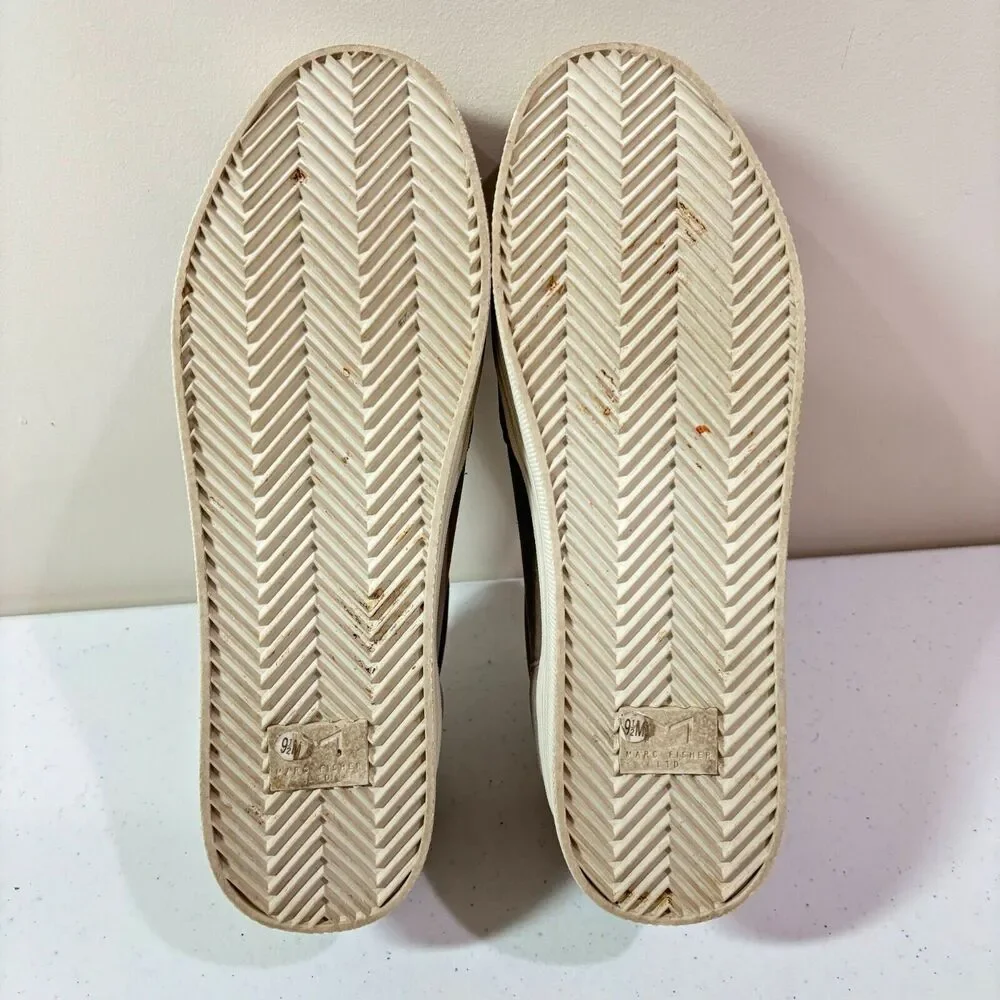 Marc Fisher Platform Slip On Suede Tan Womens Size 9.5 Leather Sneaker Comfort